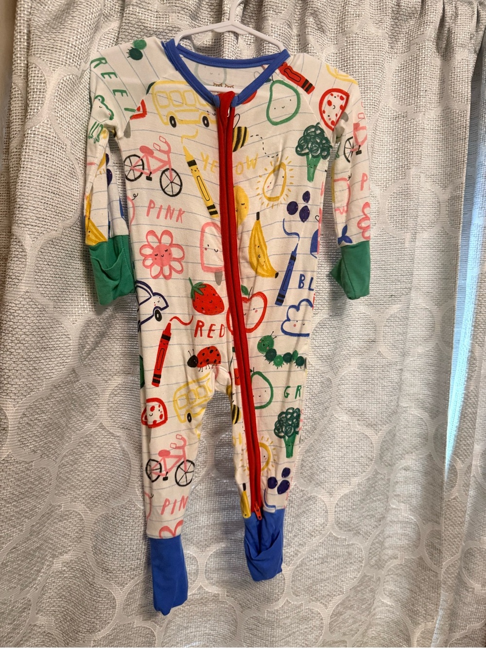 Little Sleepies White One-Piece Footie Pajamas with Multicolor Doodle Print